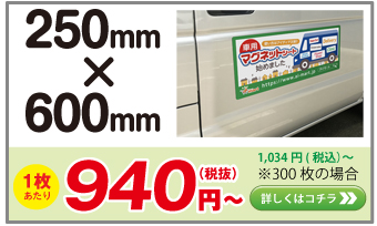 車用マグネットシート 250 x 600 mm