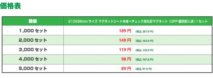 価格表